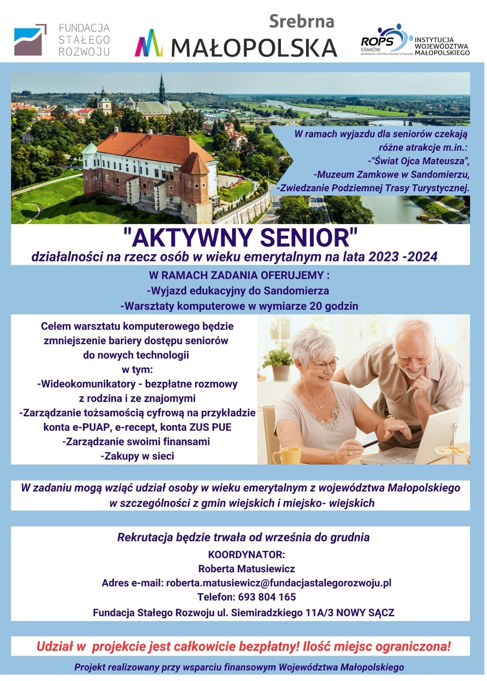 „AKTYWNY SENIOR” działalność na rzecz osób w wieku emerytalnym na lata 2023-2024.